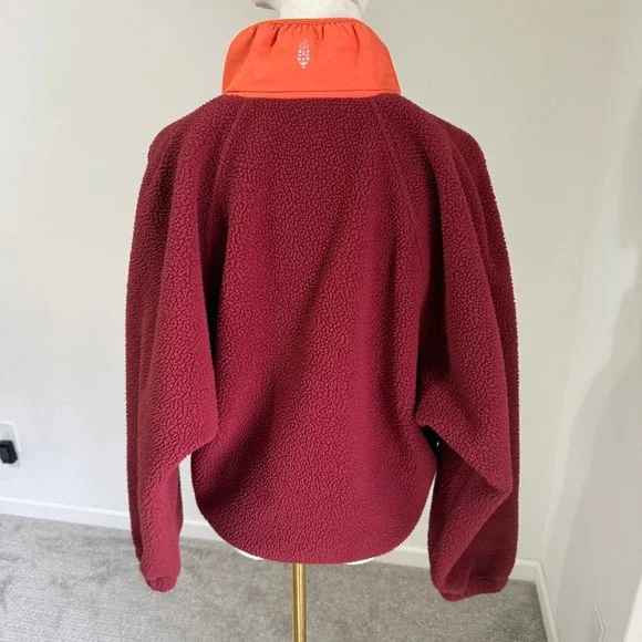 Free People FP Movement Hit the Slopes Fleece Pullover Orange Small Colorblock - Picture 6 of 9